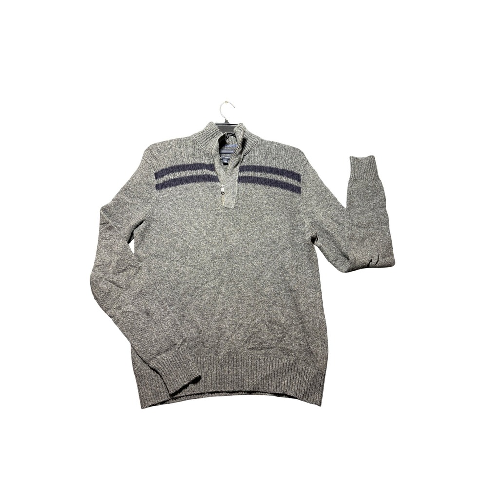 Banana Republic 1/4 Zip Sweater Mens M Gray Excellent Merino Wool Blend